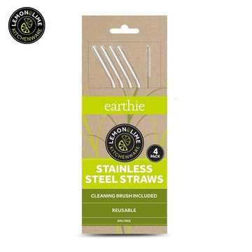 Lemon & Lime ECO 4PCS STAINLESS STEEL STRAWS BONUS CLEANING BRUSH