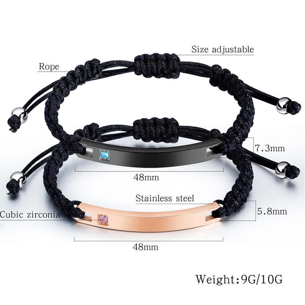 Single Pink Zircon Adjustable Vegan Leather Bracelet Rose Gold