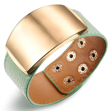 Genuine Cow Leather Wrap Bracelet With 18K Gold Buckle