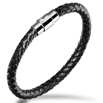 Genuine Cow Leather Wrap Bracelet With Shine Webbed Style