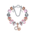 Pandora Inspired Full Set Beaded Charm Bracelet - Pink