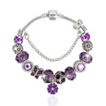 Pandora Inspired Full Set Beaded Charm Bracelet - Purple