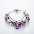 Pandora Inspired Full Set Beaded Charm Bracelet - Purple