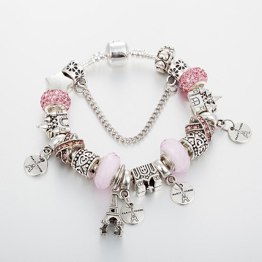 Pandora Inspired Full Set Beaded Charm Bracelet Blush