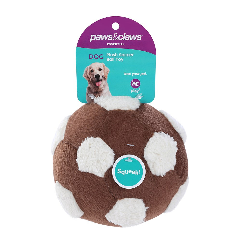 Paws & Claws 13CM PLUSH SOCCER BALL WITH SQUEAKER PET TOY