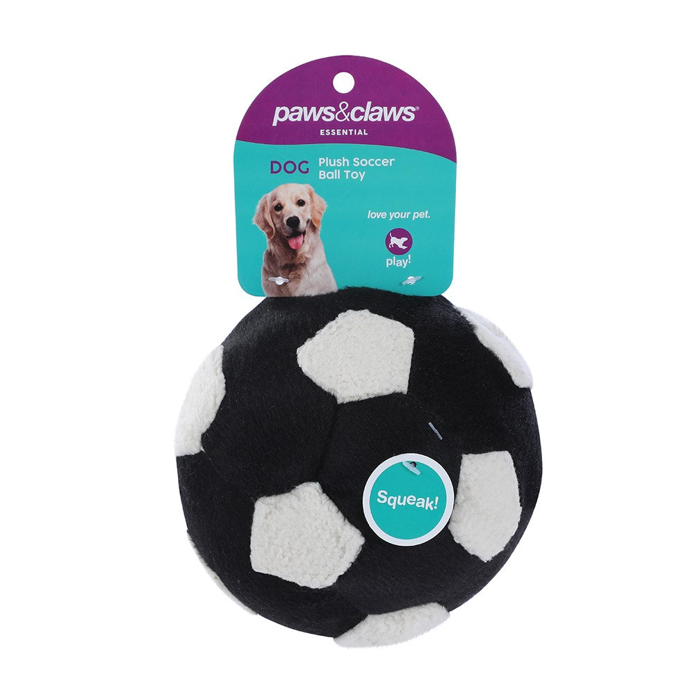 Paws & Claws 13CM PLUSH SOCCER BALL WITH SQUEAKER PET TOY