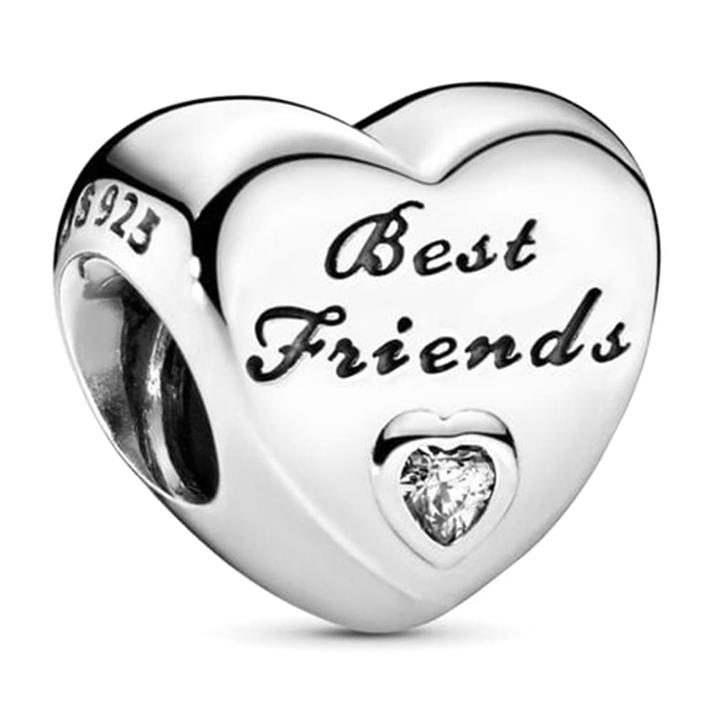 Polished Best Friends Heart Charm - Main Image