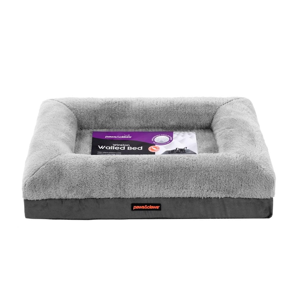 Paws & Claws WINSTON ORTHOPEDIC FOAM WALLED BED MEDIUM - GREY - Brilliant Co