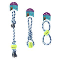 Paws & Claws  BLUE ROPE & TENNIS BALL TUGGER 3PCS - Brilliant Co