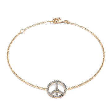 18ct Yellow Gold 0.21ct Diamond Peace Bracelet