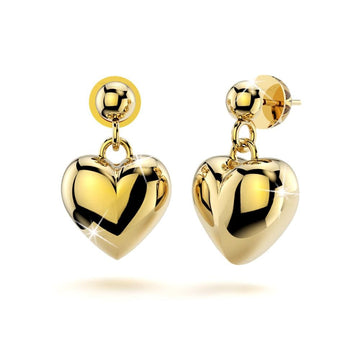 18ct Gold Puff Hearts Earrings