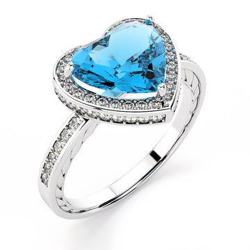 14ct White Gold 3.60ct Blue Topaz & 0.45ct Diamond Engagement Ring