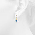 9ct Yellow Gold 1.80ct Oval Blue Topaz Drop Earrings