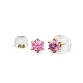 Delicate Pink Sapphire Stud Earrings Encased in 18k Gold