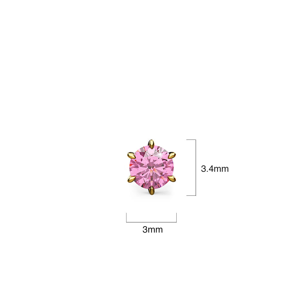 Delicate Pink Sapphire Stud Earrings Encased in 18k Gold
