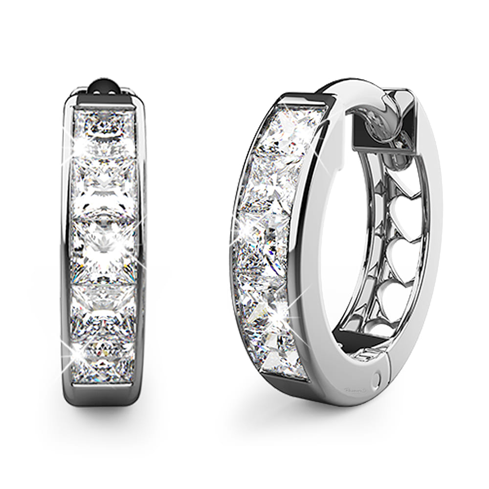 Diamond Royal Messages Huggies Encased in 18k White Gold