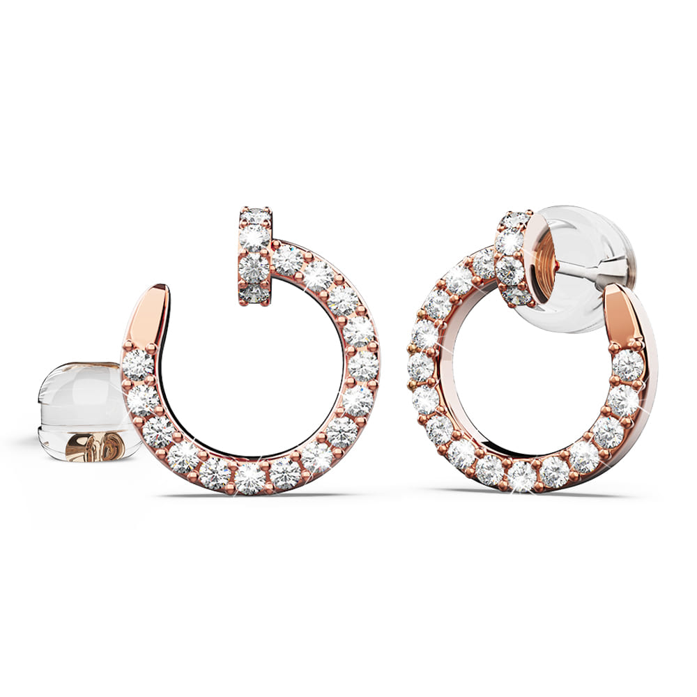Sparkles in the Abyss Diamond Stud Earrings Encased in 18k Rose Gold