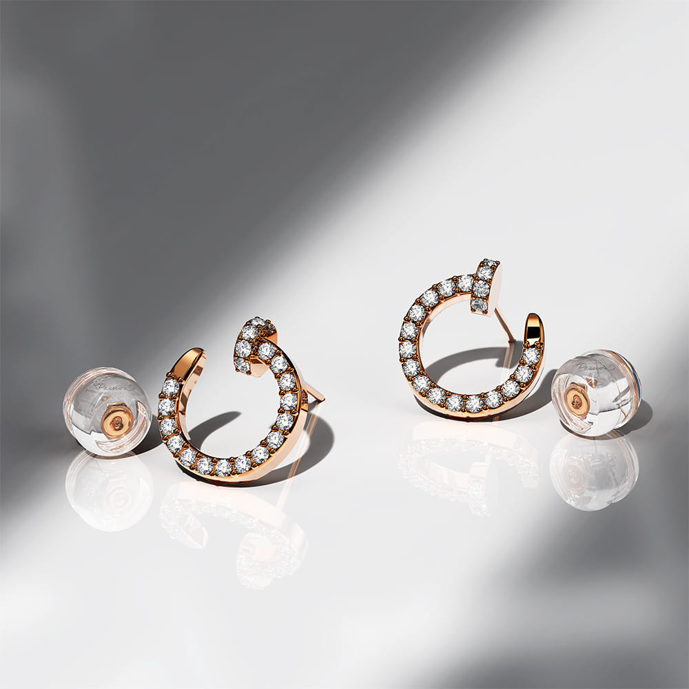 Sparkles in the Abyss Diamond Stud Earrings Encased in 18k Rose Gold