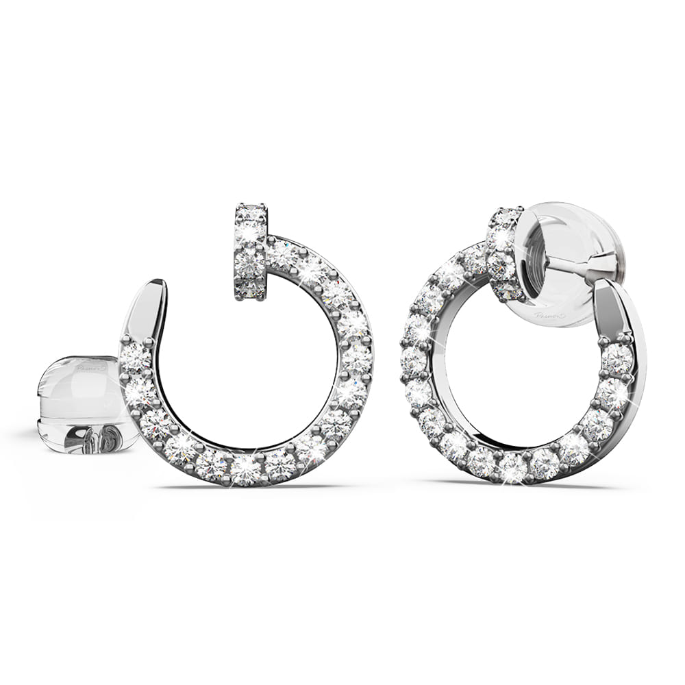 Sparkles in the Abyss Diamond Stud Earrings Encased in 18k White Gold