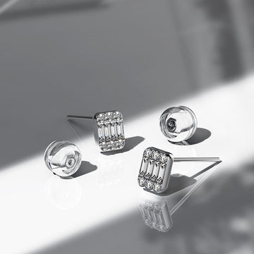 Regal Symmetry Diamond Stud Earrings Encased in 18k White Gold