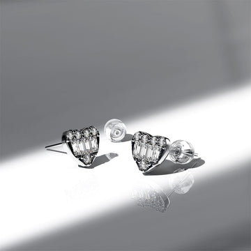 Regal Pulse Diamond Stud Earrings Encased in 18k White Gold
