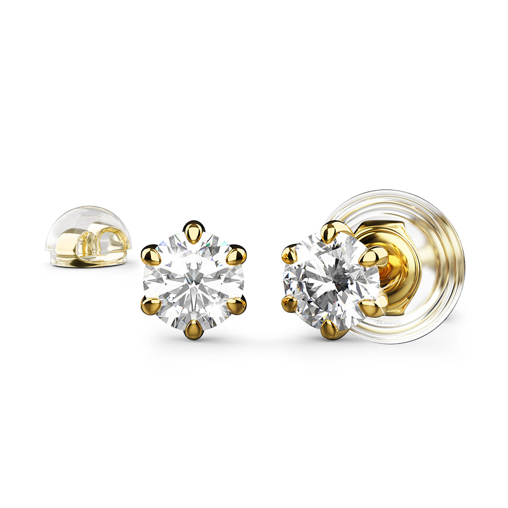 0.3ct Starlit Solitaire Diamond Stud Earrings Encased in 18k Gold