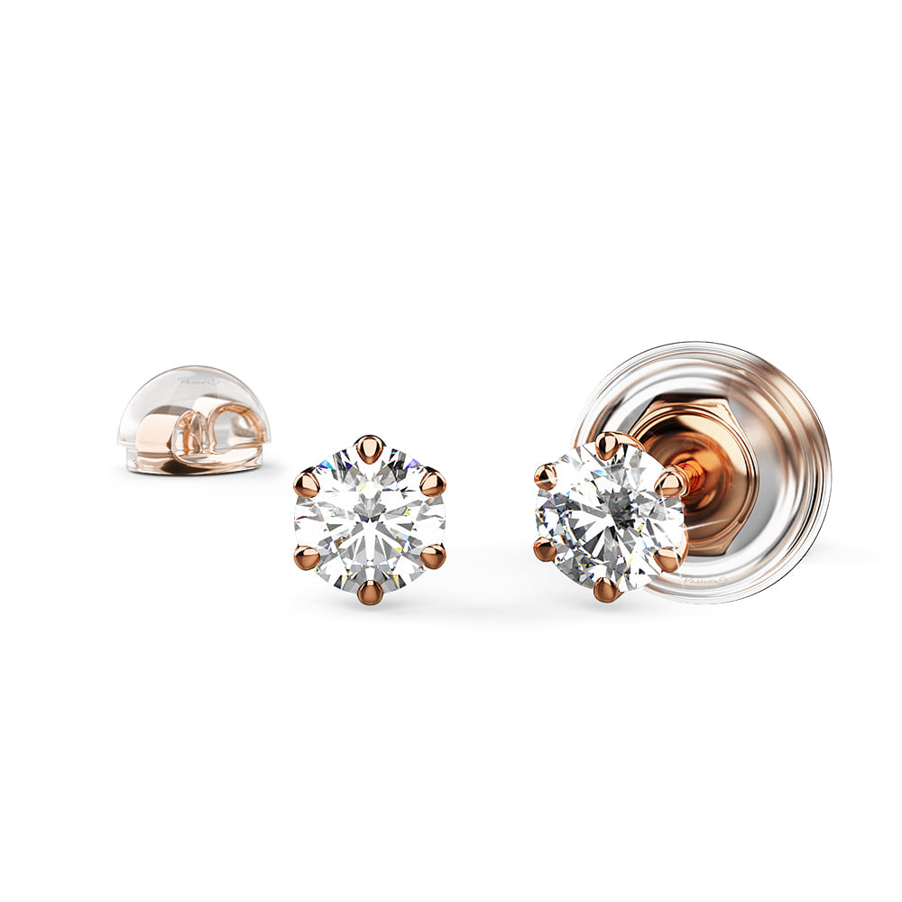 0.1ct Starlit Solitaire Diamond Stud Earrings Encased in 18k Rose Gold