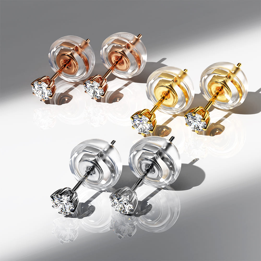 0.1ct Starlit Solitaire Diamond Stud Earrings Encased in 18k Rose Gold