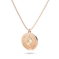 Genuine Single Diamond Set Queen E Medallion Necklace Rose Gold Titanium