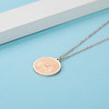 Genuine Single Diamond Set Queen E Medallion Necklace Rose Gold Titanium