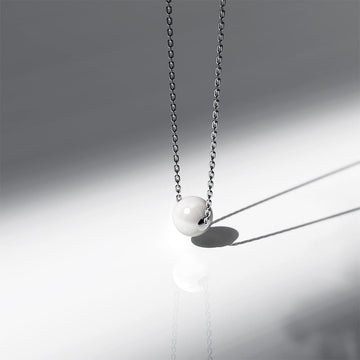 Eternal Akoya Pearl Necklace Encased in 18k White Gold