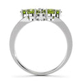 Solid Sterling Silver with 4pcs Pear Cut Butterfly Peridot Diamond Ring