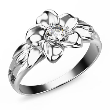 Solid Sterling Silver Clear Topaz Blossom Ring