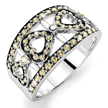 Solid Sterling Silver White Diamonds Ring
