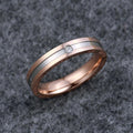 Genuine Single Diamond Set Wedding Band Two-Tone Gold Titanium
