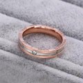 Genuine Single Diamond Set Wedding Band Two-Tone Gold Titanium