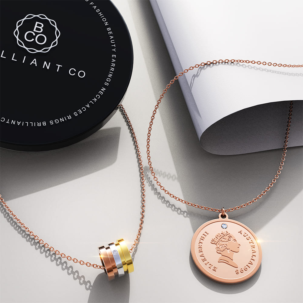 Boxed Elizabeth 2 Piece Necklaces Set in Rose Gold