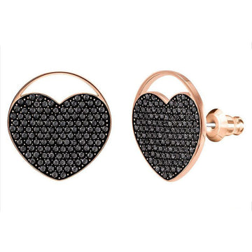 SWAROVSKI® Crystals Ginger Heart Stud Pierced Earrings in Rose Gold