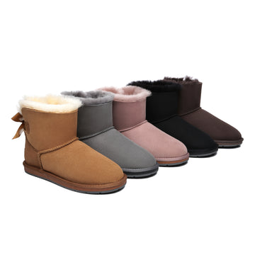 Australian Shepherd® Women Mini Ugg Boots with Single Back Bow #AS3011
