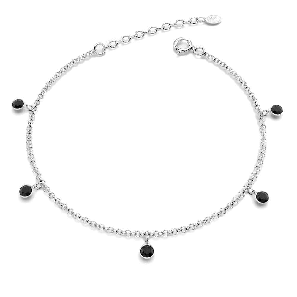 Solid 925 Sterling Silver Phoebe Anklet Black - Brilliant Co