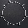 Solid 925 Sterling Silver CZ Charm Anklet 26cm - Brilliant Co