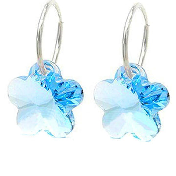 Solid 925 Sterling Silver Baby Blue Sleepers Embellished with Swarovski crystals