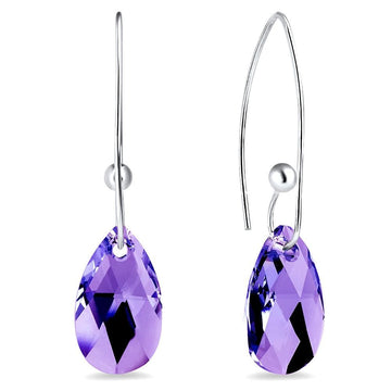 Solid 925 Sterling Silver Teardrop Earrings Embellished with Swarovski crystals