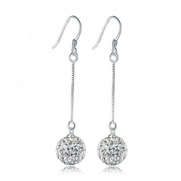 Solid 925 Sterling Silver Shamballa Fish Hook Earrings