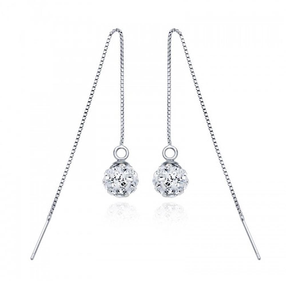 Solid 925 Sterling Silver Shamballa Threader Earrings - Brilliant Co
