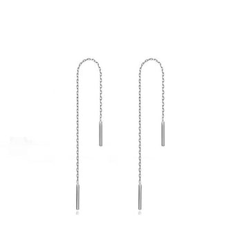 Solid 925 Sterling Silver Chain Drop Earrings