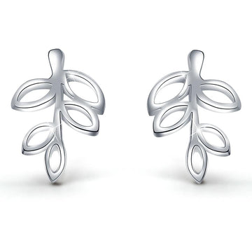 Solid 925 Sterling Silver Olive Leaf Earrings - Brilliant Co