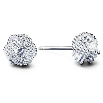 Solid 925 Sterling Silver 4 Strand Knot Earrings 7mm - Brilliant Co