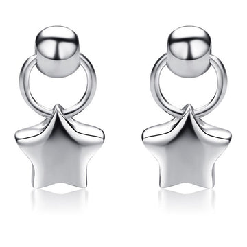 Solid 925 Sterling Silver Enchanting Star Drop Earrings