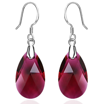 Solid 925 Sterling Silver Faceted Crystal French Hook Earrings Embellished with Swarovski Crystals